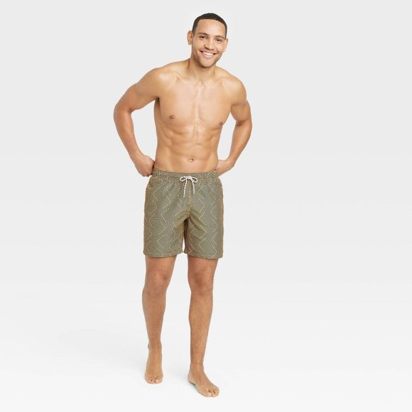 Men's 7" Geometric Swim Shorts - Goodfellow & Co Gold Medium - Picture 4 of 9